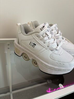 Adult White Roller Heel Sneaker - Fashion Skate Shoe